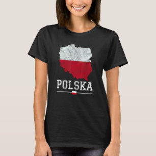 Polish Map And Flag Souvenir Distressed Polska T-Shirt