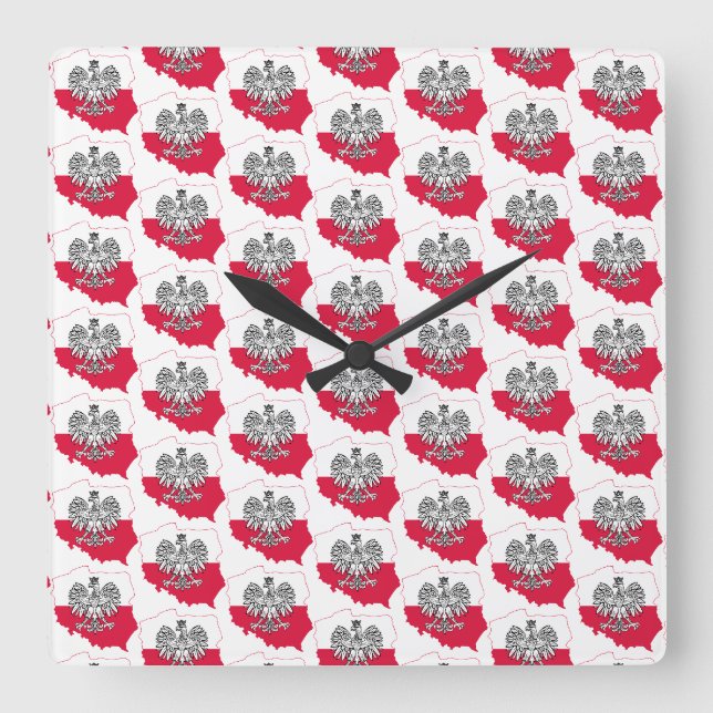 Polish Map Flag Wall Clock (Front)