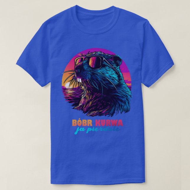 Polish Meme Bbr Bober Kurwa Ja Pierdole Synthwave  T-Shirt (Design Front)