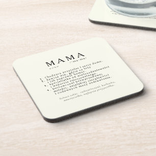 Polish Mom Gift - MAMA Definition Ecru Coaster