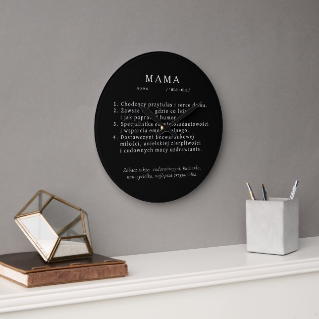 Polish Mom Gift - MAMA Definition Large Clock (Office)