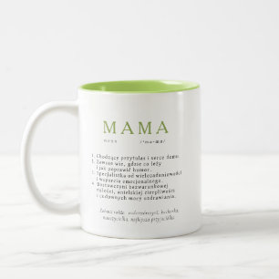 Polish Mum Gift - MAMA Huge Definition Light Green Two-Tone Coffee Mug
