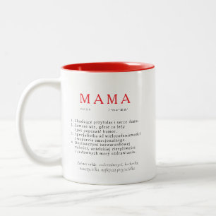 Polish Mum Gift - MAMA Huge Definition Red Two-Tone Coffee Mug