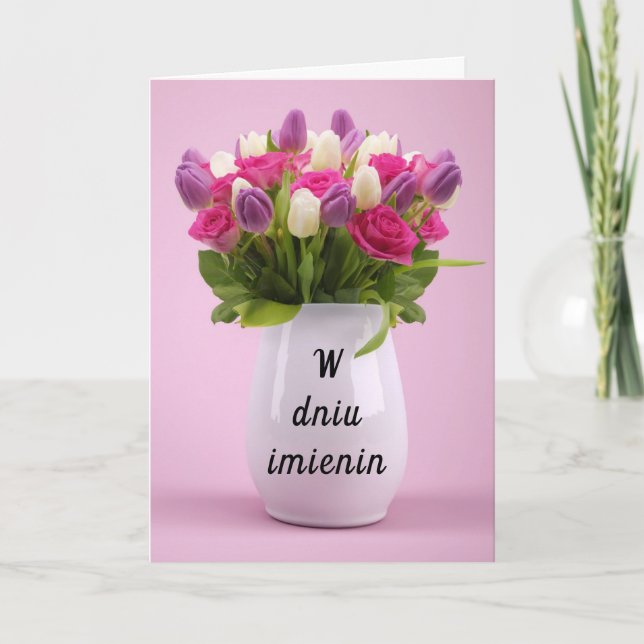 Polish name day card imieniny greeting card (Front)