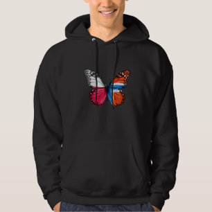 Polish Norwegian Flag Butterfly Hoodie