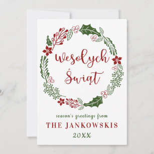 Polish Poland Merry Christmas, Custom Holiday Card