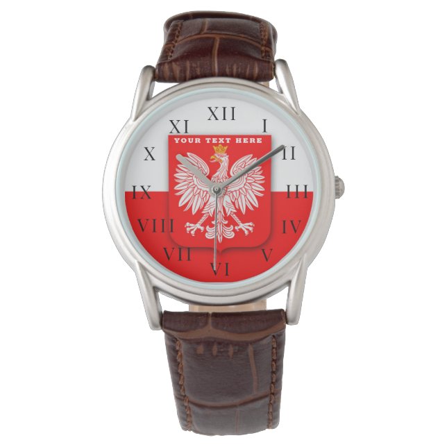 Polish Poland Polska Polski Eagle Emblem Watch (Front)