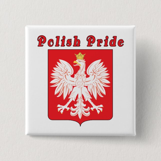 Polish Pride Eagle 2 Inch Square Button (Front)
