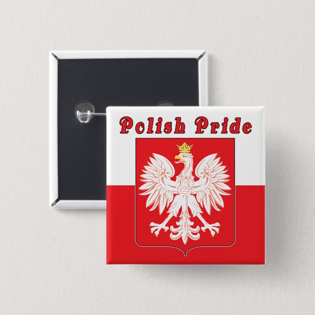 Polish Pride Eagle 2 Inch Square Button (Front & Back)