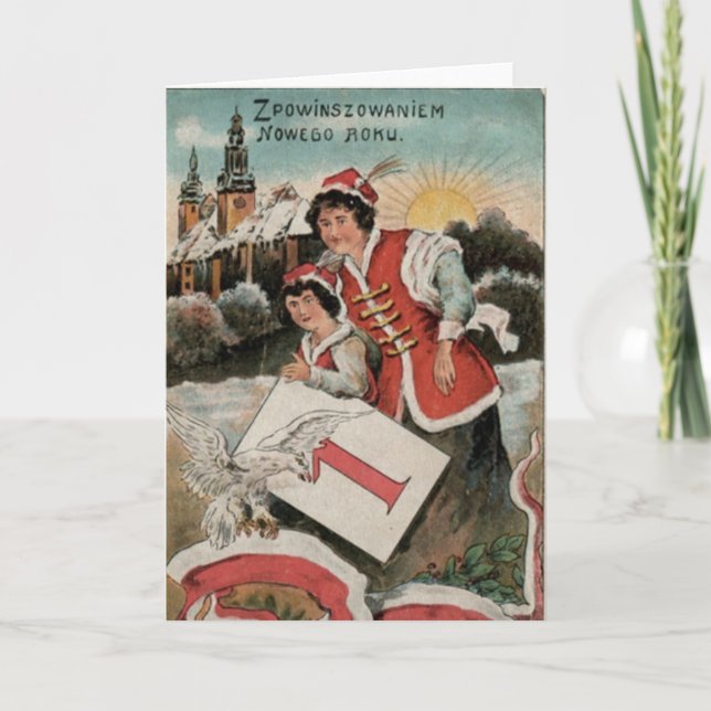 Polish retro New Years day card (Front)