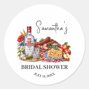 Polish Sausages Apple Cake Vodka Bridal Shower Classic Round Sticker