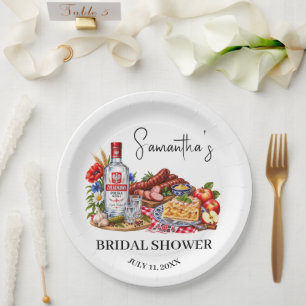 Polish Sausages Apple Cake Vodka Bridal Shower Paper Plate