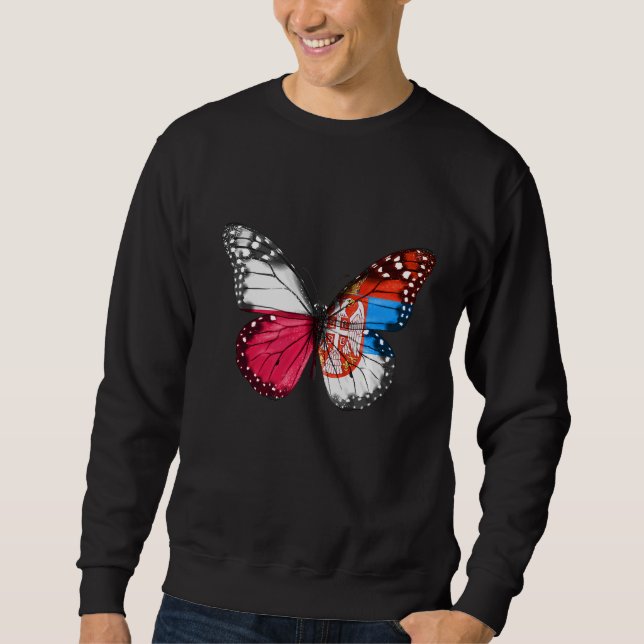 Polish Serbian Flag Butterfly Sweatshirt (Front)
