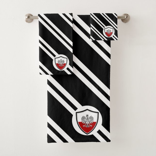 Polish shield flag-coat arms bath towel set (Insitu)