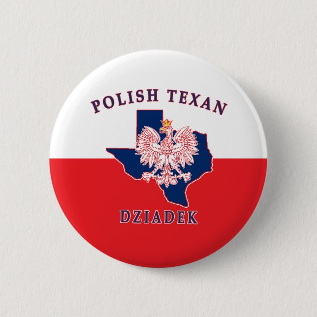 Polish Texan Dziadek 2 Inch Round Button (Front)