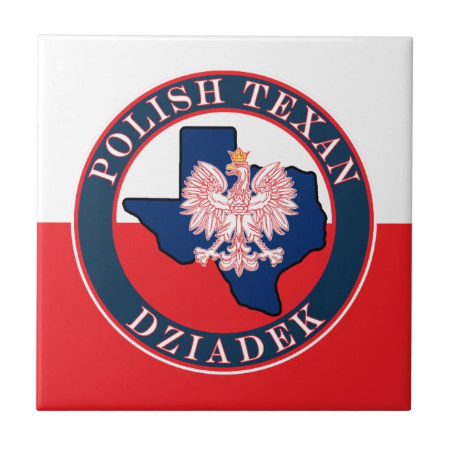 Polish Texan Dziadek Round Tile (Front)
