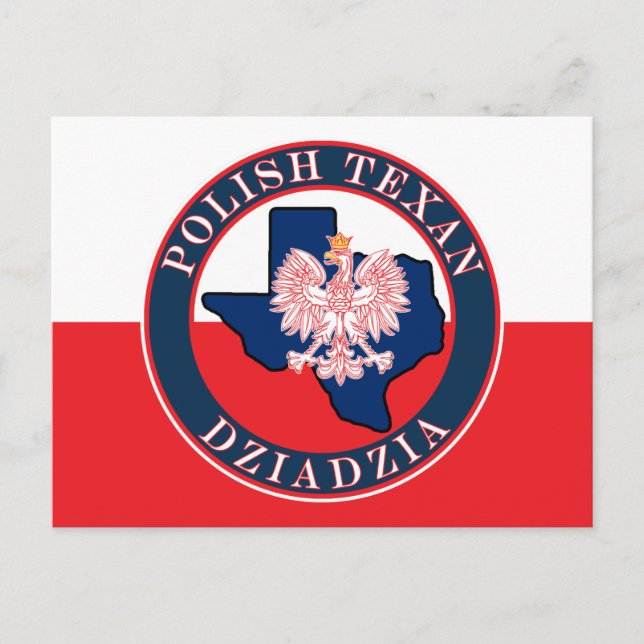 Polish Texan Dziadzia Round Postcard (Front)