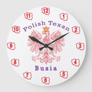 Polish Texan Eagle Busia Large Clock