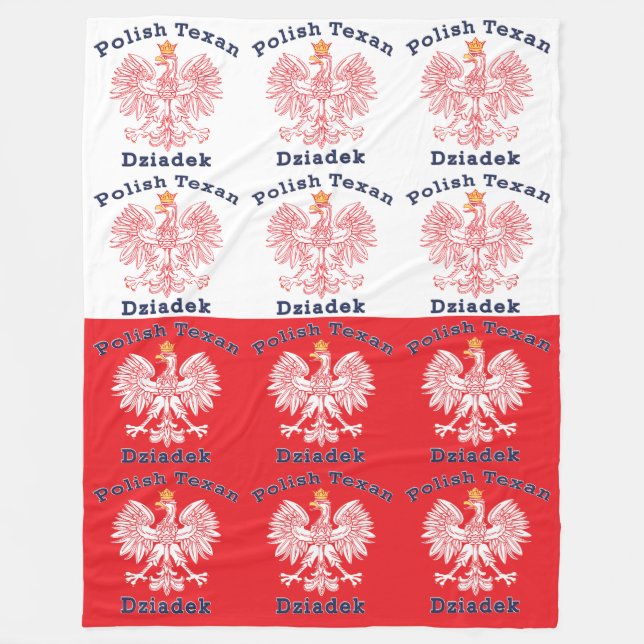 Polish Texan Eagle Dziadek Fleece Blanket (Front)