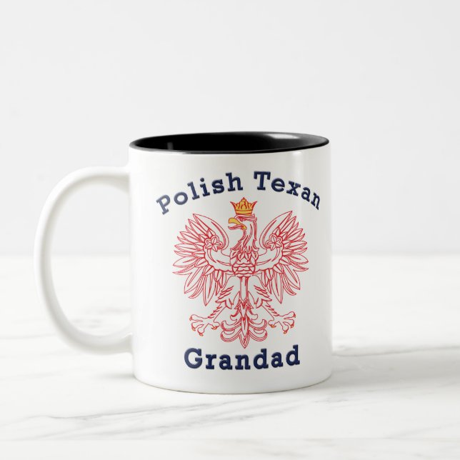 Polish Texan Eagle Grandad Two-Tone Coffee Mug (Left)