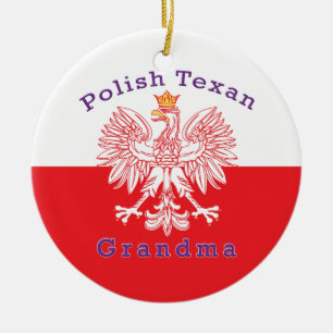 Polish Texan Eagle Grandma Ceramic Ornament