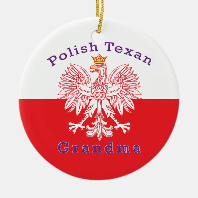 Polish Texan Eagle Grandma Ceramic Ornament (Front)