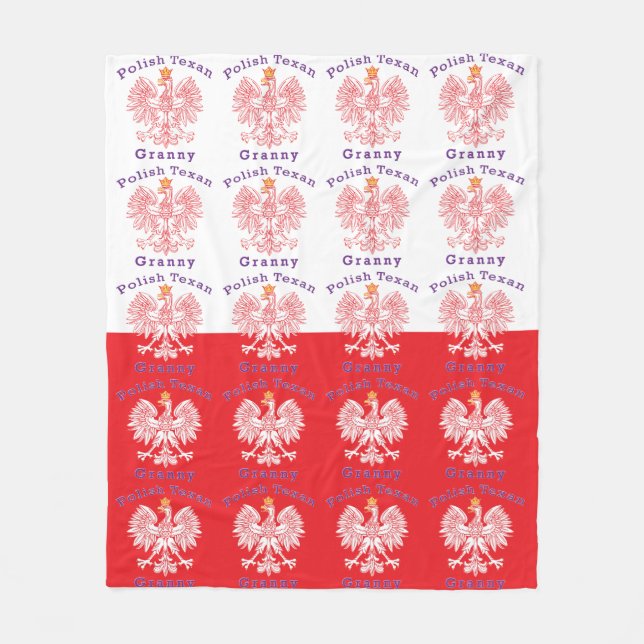 Polish Texan Eagle Granny Fleece Blanket (Front)