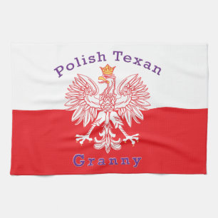 Polish Texan Eagle Granny Kitchen Towel