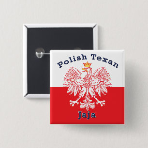 Polish Texan Eagle Jaja 2 Inch Square Button