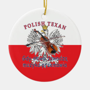 Polish Texan Eagle Music Speaks Ceramic Ornament