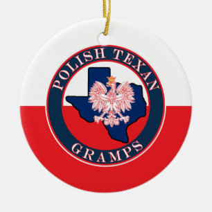 Polish Texan Gramps Round Ceramic Ornament