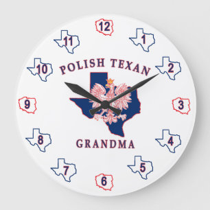 Polish Texan Grandma Large Clock