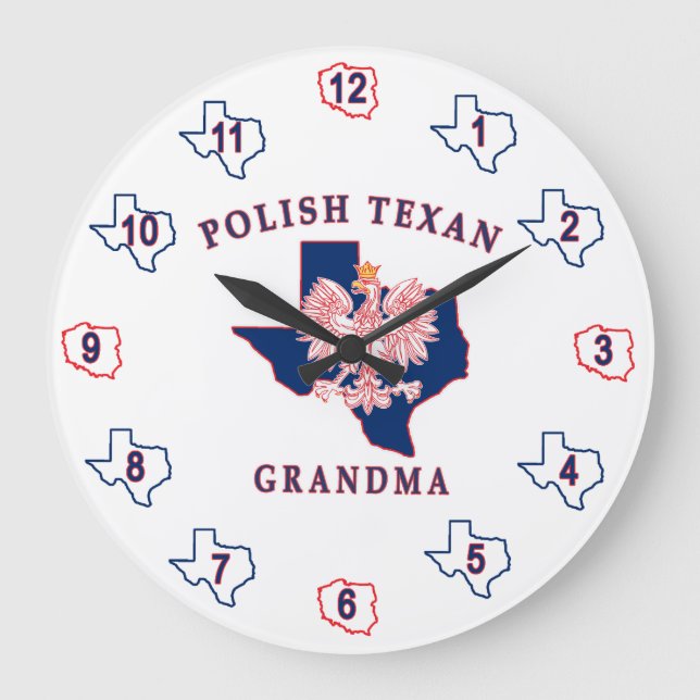 Polish Texan Grandma Large Clock (Front)