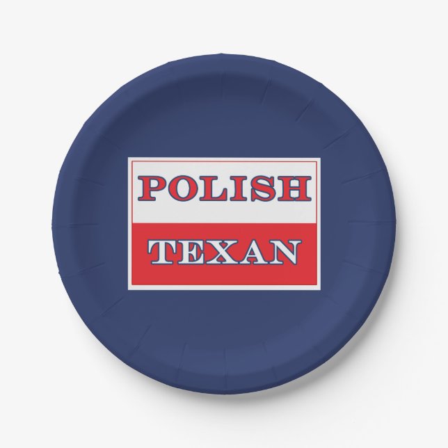 Polish Texan Poland Flag Paper Plate (Front)