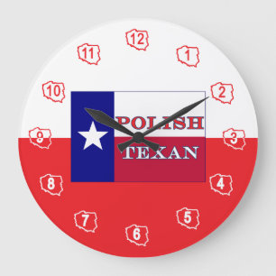Polish Texan Texas Flag Large Clock