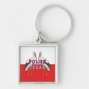 Polish Texan White Stork Keychain