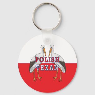 Polish Texan White Stork Keychain