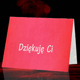 Polish Thank You Note in Red  Dziekuje  Ci Card