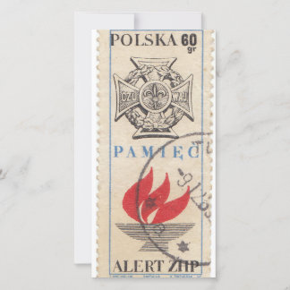Polish  vintage postage stamp thank you card