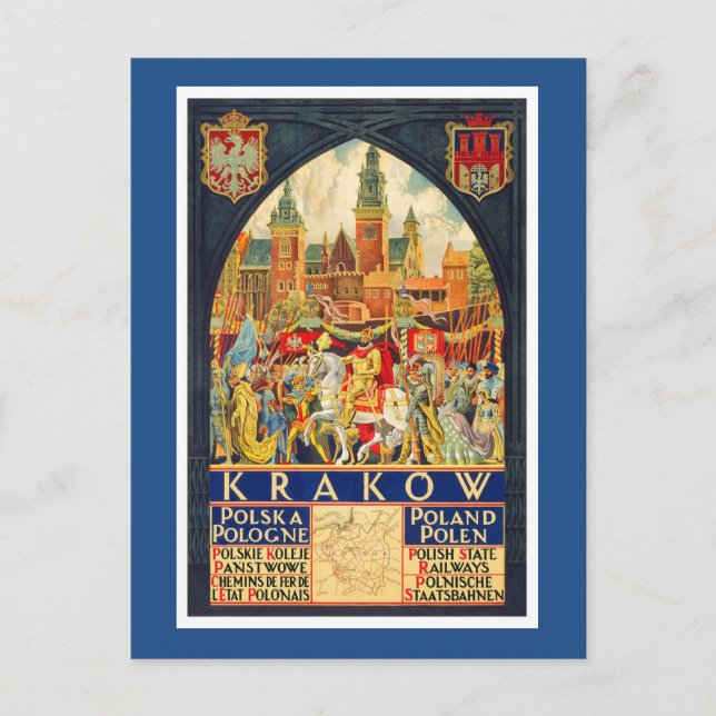 Polish Vintage Travel Poster Postcard (Front)