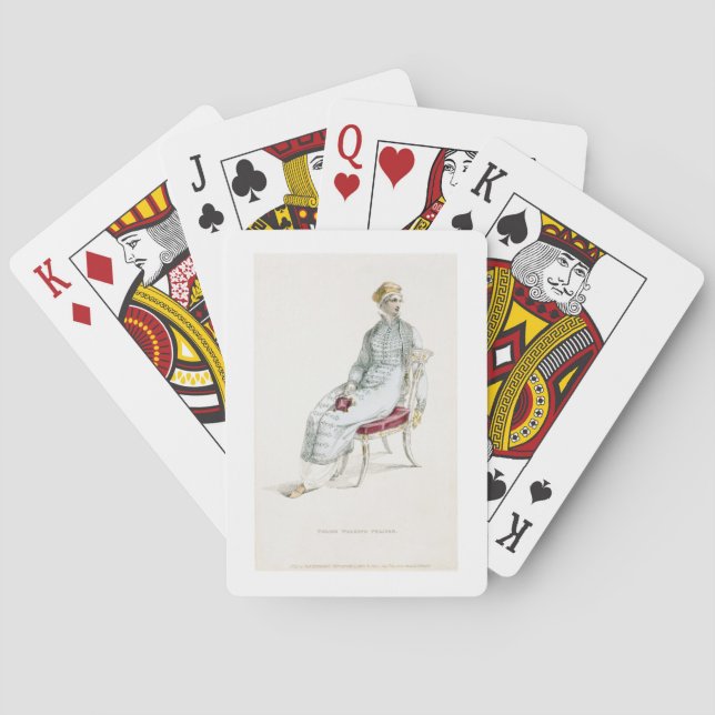 Polish walking pelisse, fashion plate from Ackerma Playing Cards (Back)