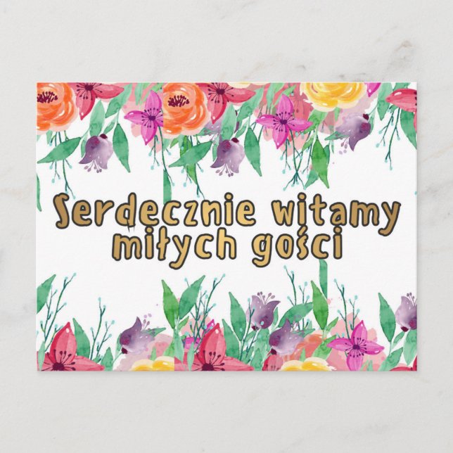  Polish Welcome Card Young Couple Postcard (Front)