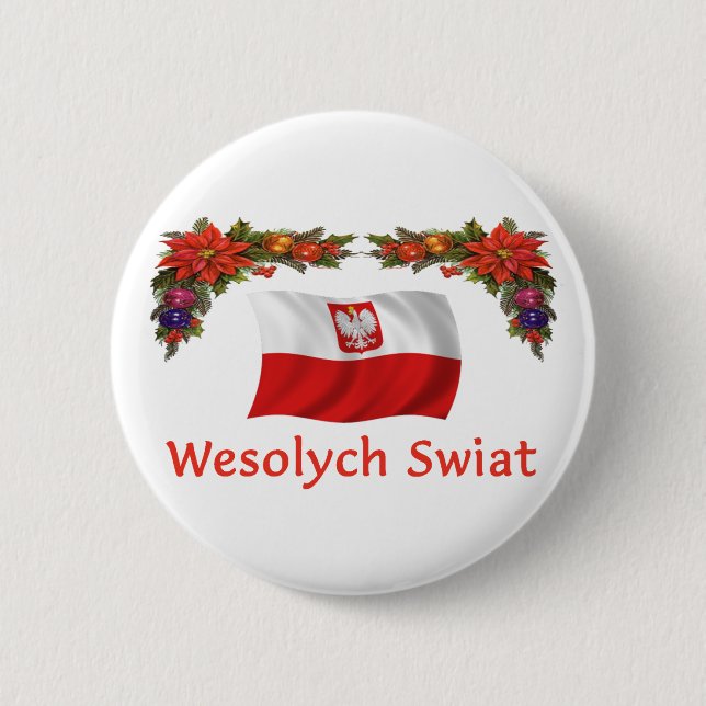 Polish Wesolych Swiat 2 Inch Round Button (Front)