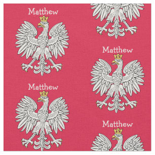 Polish White Eagle Crest Personalized Fabric