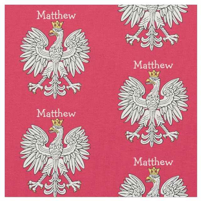 Polish White Eagle Crest Personalized Fabric (Close Up)