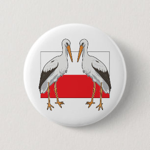 Polish White Stork 2 Inch Round Button
