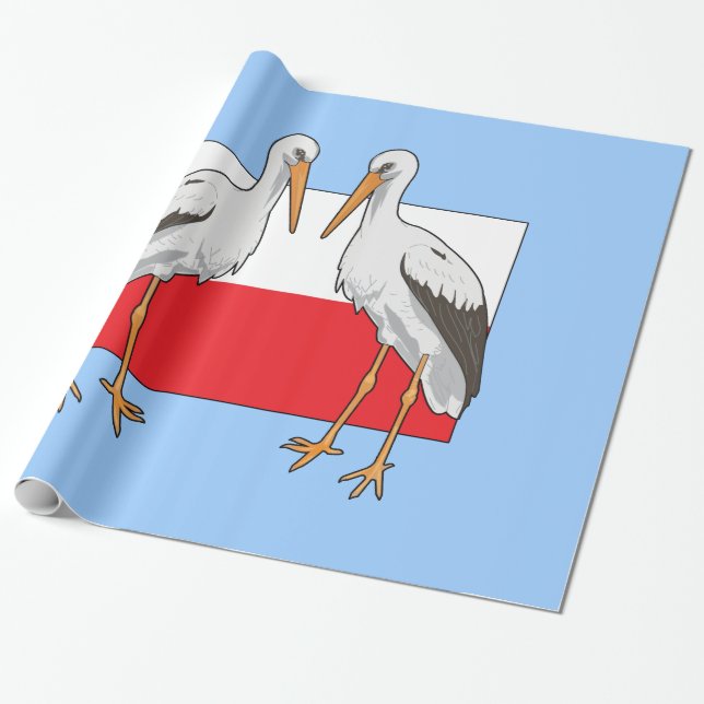 Polish White Stork - Boy Wrapping Paper (Unrolled)