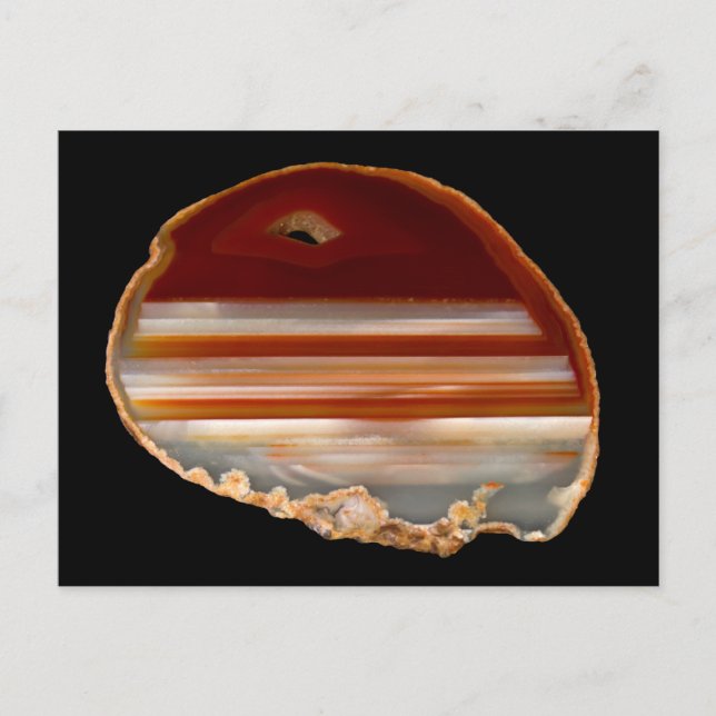 Polished Agate Slice Photo sur carte postale noire (Devant)