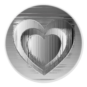 Polished Chrome Faux Metallic Heart Ceramic Knob