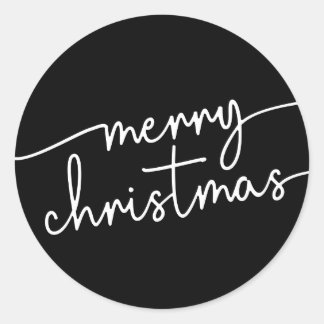 Polished Elegance: Fancy Script Merry Christmas Classic Round Sticker